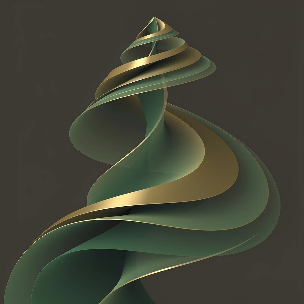 Abstract flowing gradient shapes in green and gold representing B2B sales candidate evaluation and hiring process