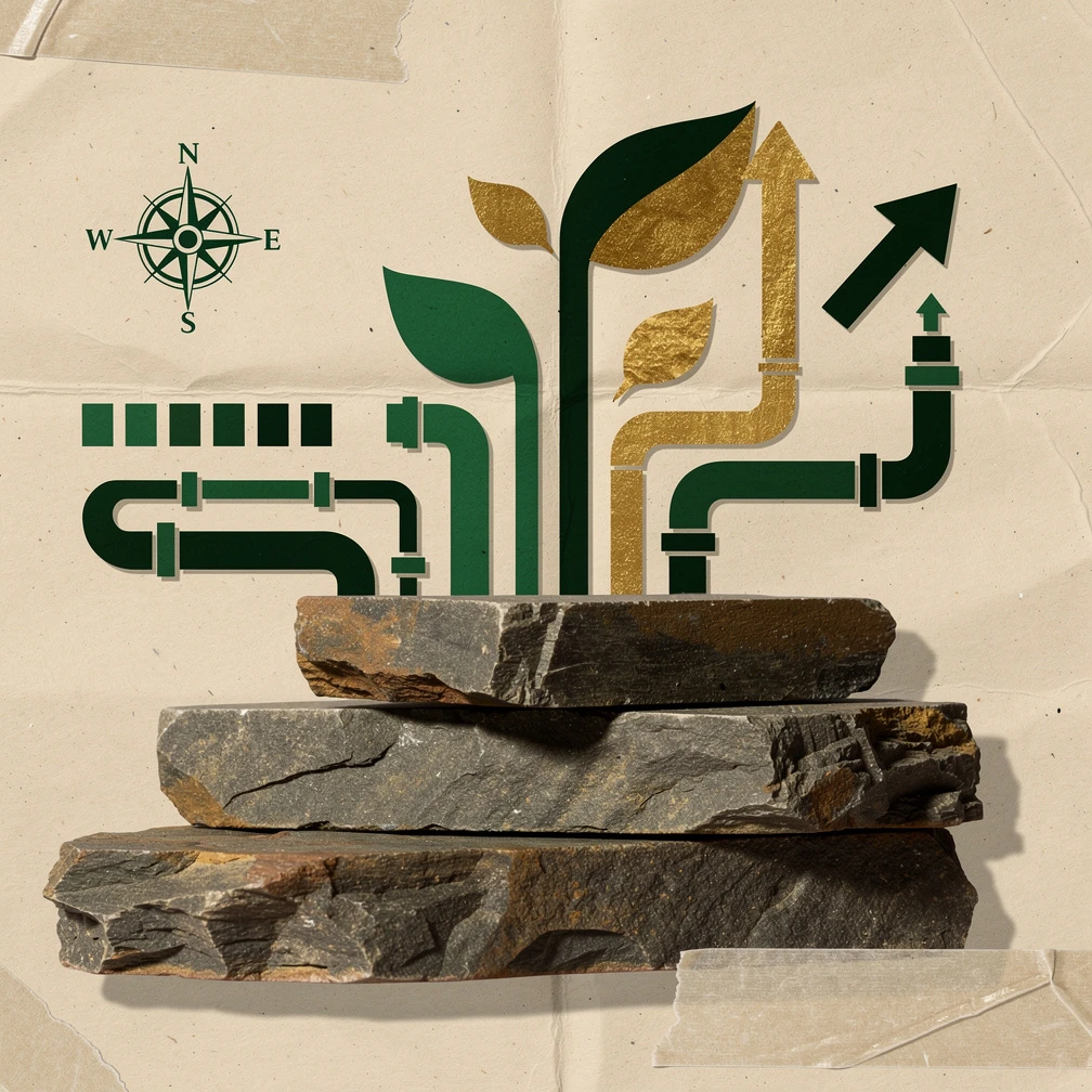 Bedrock sales strategy framework illustration showing foundational pillars and growth