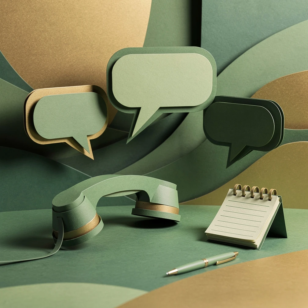 Cold calling scripts for B2B sales teams — paper craft style with phone handset and script notepad