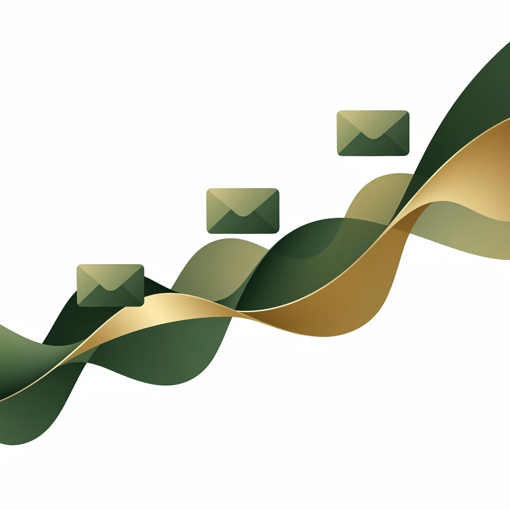 Cold email best practices guide — abstract gradient shapes in green and gold representing email flow and deliverability performance