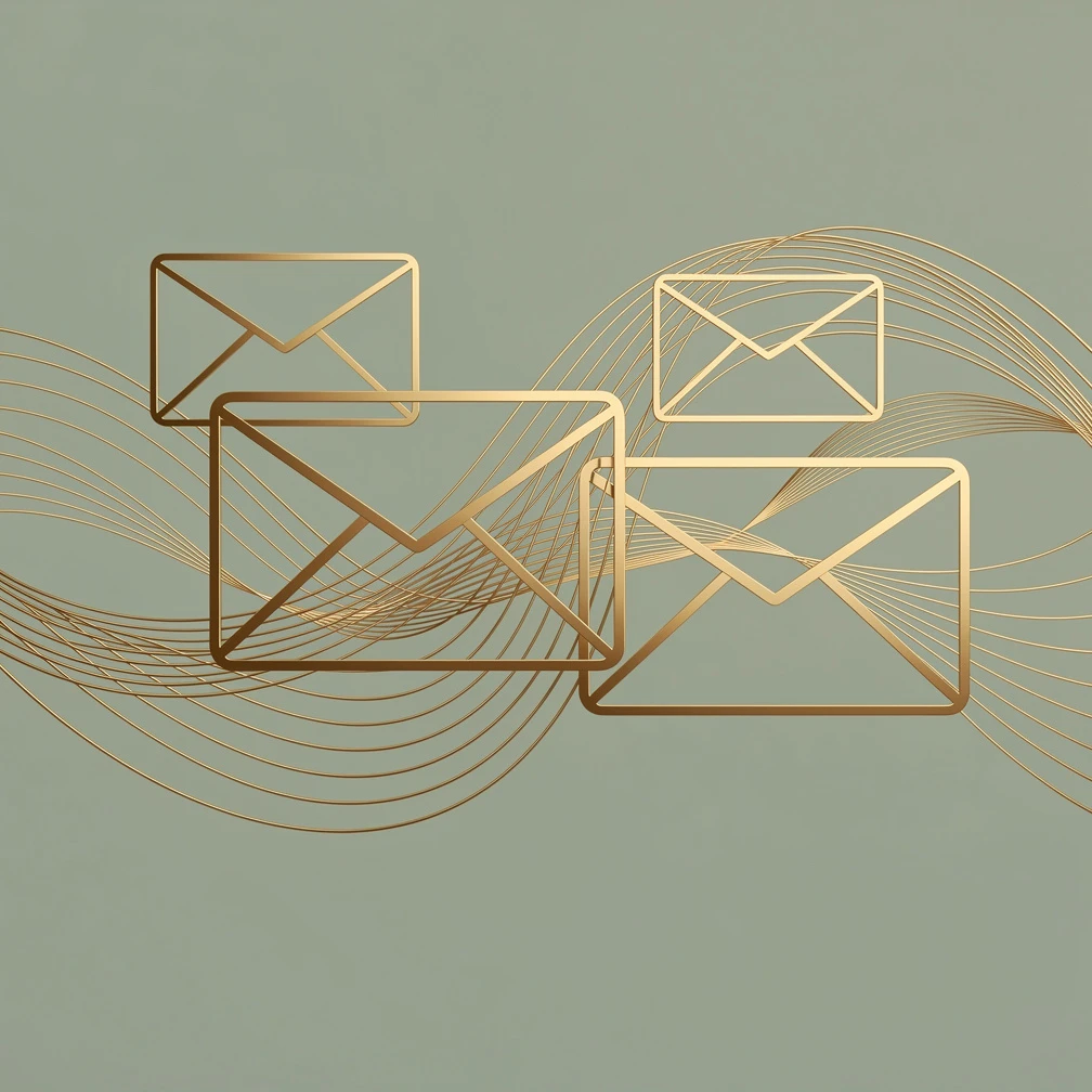 Cold email copywriting guide — abstract line art of email envelope and connection shapes