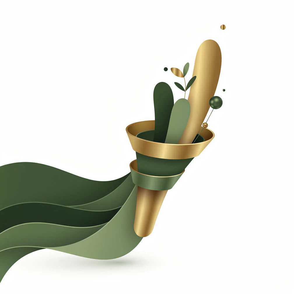 Abstract gradient lead nurturing strategy flow with ascending green and gold curves
