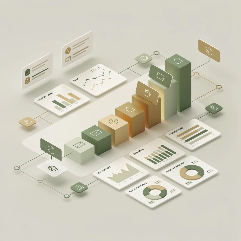 Pipeline CRM software comparison dashboard showing deal stages and sales metrics