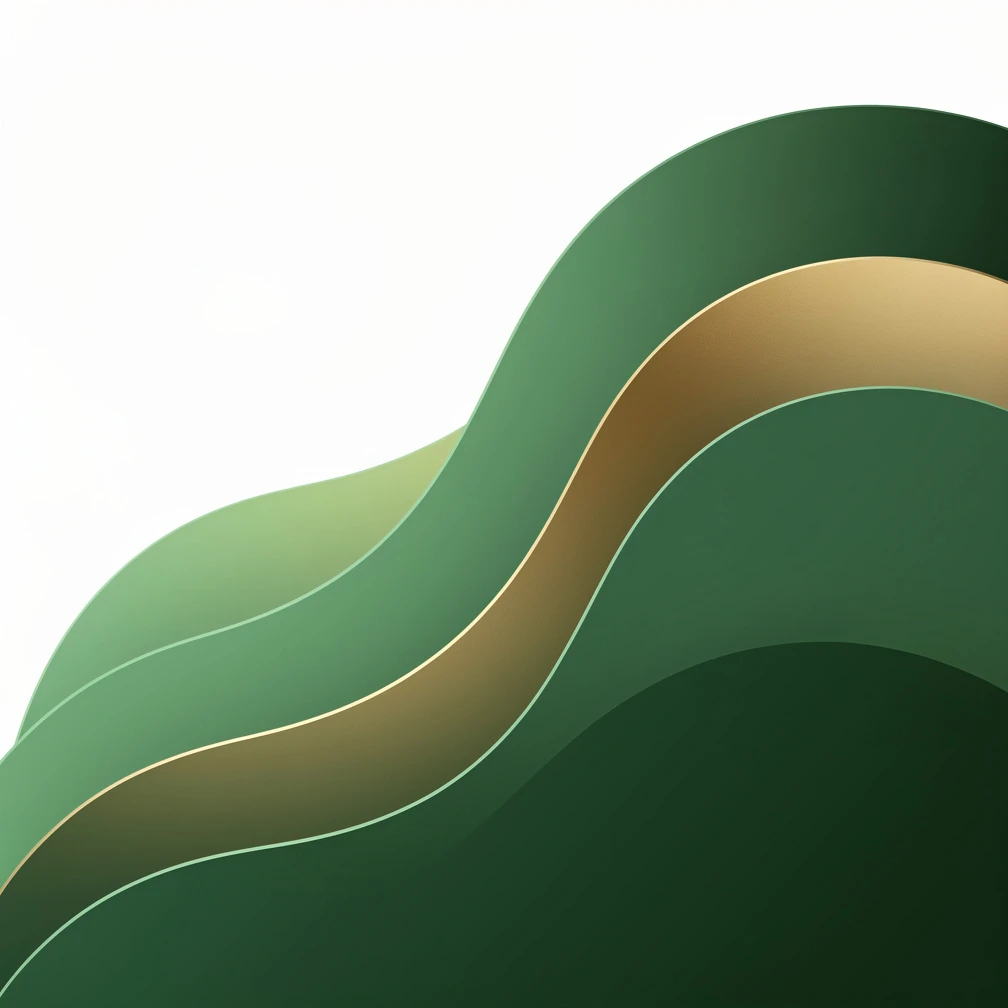 Abstract flowing green and gold gradient shapes representing sales enablement strategy and growth alignment