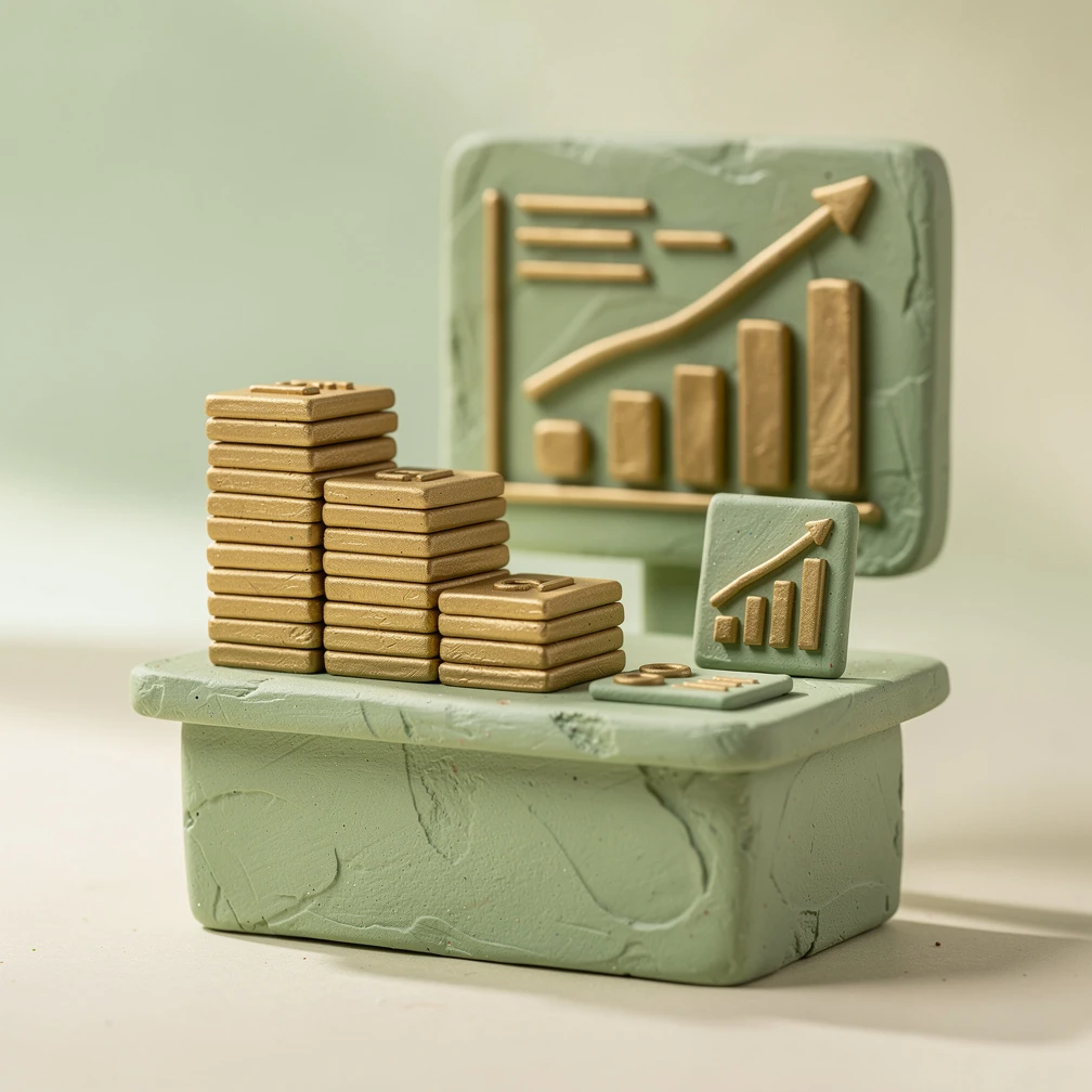 Sales pipeline dashboard concept with deal stages and forecast metrics in green and gold