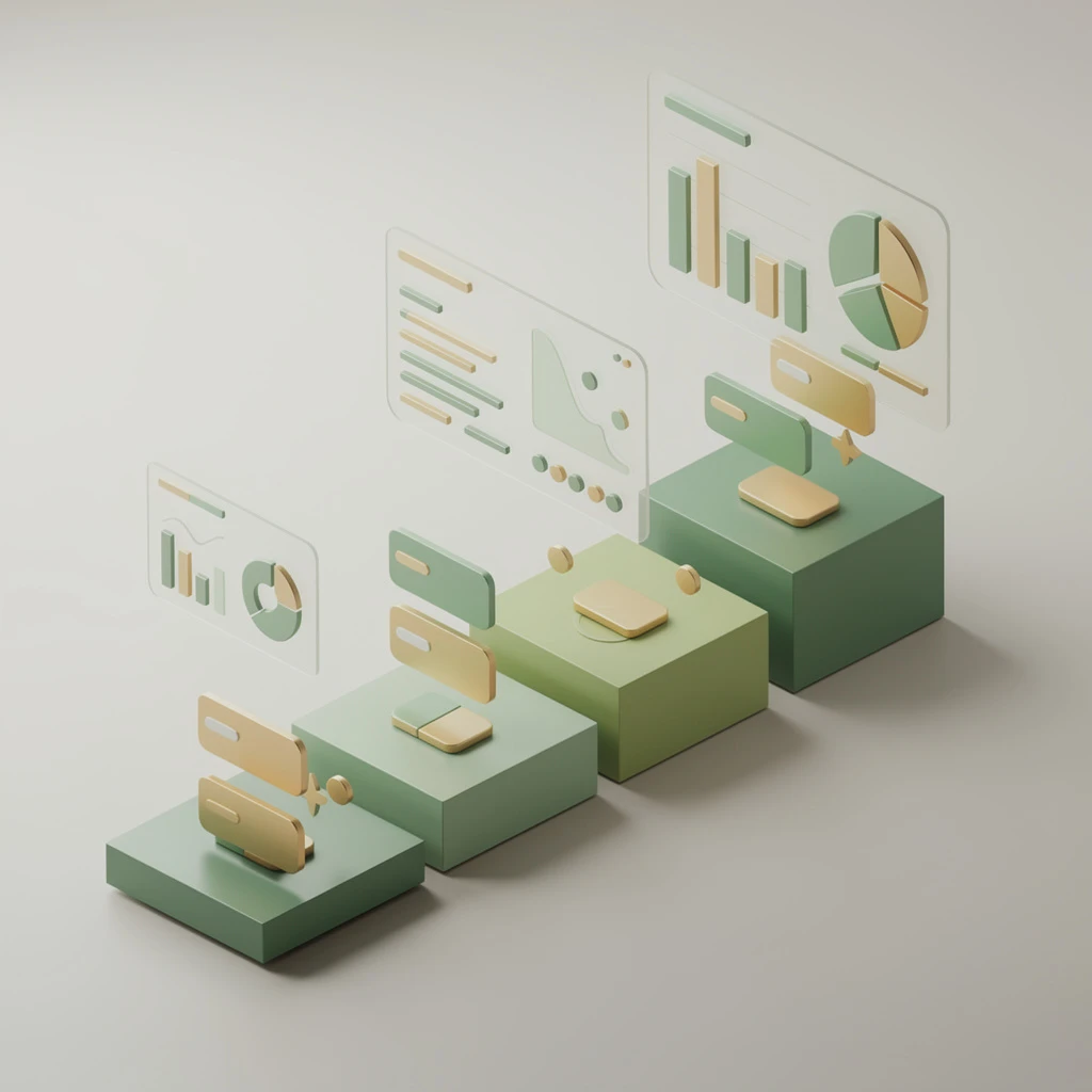 Sales pipeline management guide showing isometric pipeline stages and deal tracking dashboard