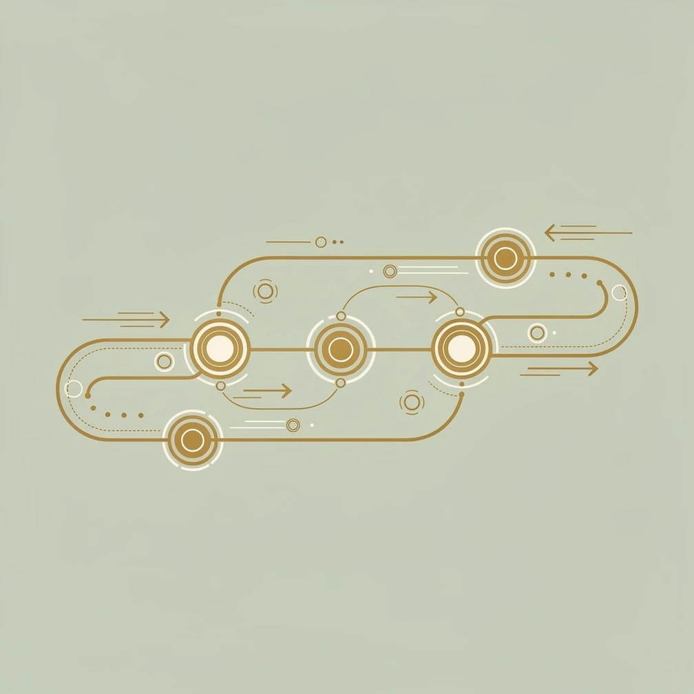 Sales pipeline metrics and KPI dashboard visualization in gold and green line art