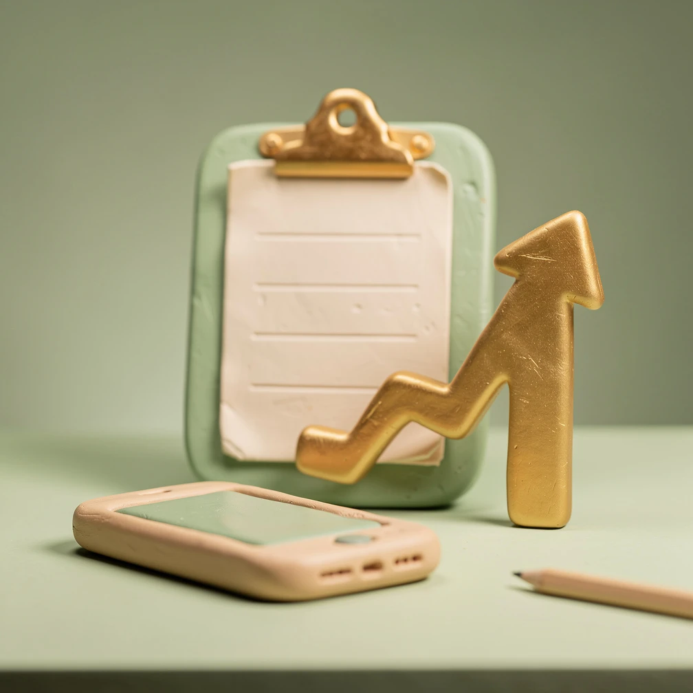 Beginner sales techniques illustrated with claymation workspace and upward growth chart